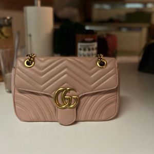 Gucci Marmont Matalesse Pink Cheveron Leather Shoulder Bag